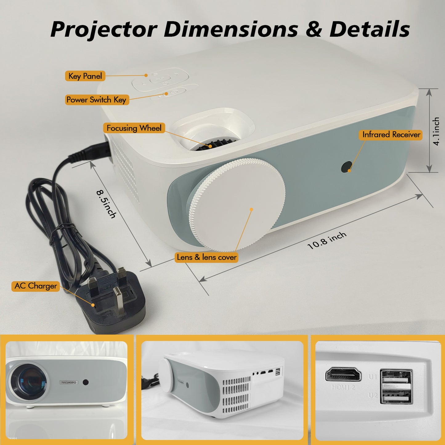 4K 5G Bluetooth Projector  4D Keystone Correction Native 1080P Full HD Outdoor Movie Projector For Smart Phone Laptop PC DVD TV PS4